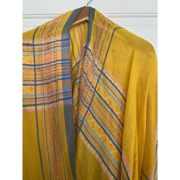 Free People Women's Yellow Wrap Kimono Top Size One Size - Picture 3 of 5